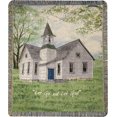 thumbnail image 1 of Woven Textile Company Green and Gray Inspirational Let Go Let God Tapestry Fringed Throw Blanket 50", 1 of 1