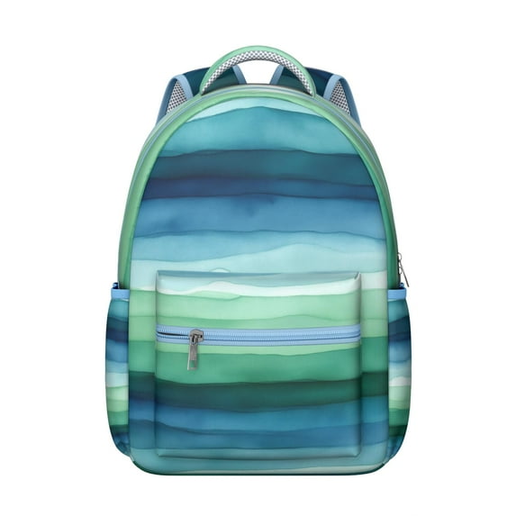 Green and Grey Abstract Art Artwork Backpack for School,Cute School Bag,Schoolbag with Adjustable Shoulder Straps & Padded Back,15.3"x11"x7.1".