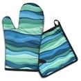 thumbnail image 1 of Green and Grey Abstract Art Artwork Kitchen Oven Mitt and Pot Holder Sets 2 Pcs for Baking, Cooking and Grilling, Heat Resistant Up To 392 °F, 1 of 7