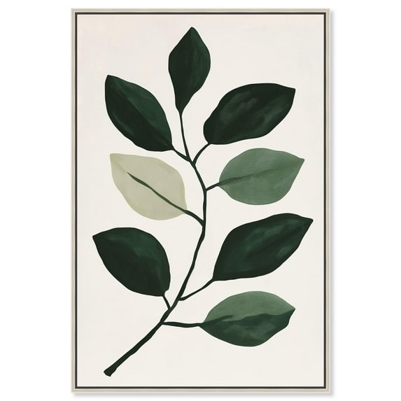 Green and Grey Branch II Canvas Elegant Floral Art by Art Remedy, Silver Frame, 24 x 36