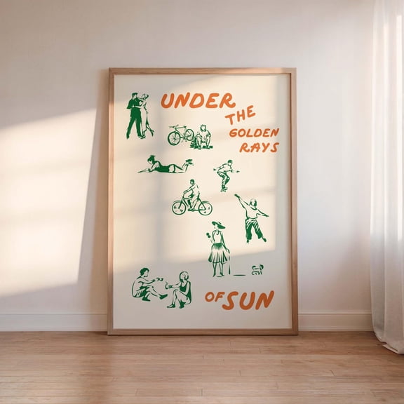 Green and Orange Exhibition Typography Hand Drawn Wall Picture, Stretched Canvas 16x20in