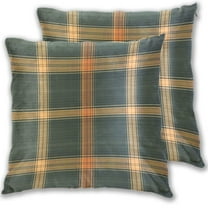 Green and Orange Plaids Throw Pillow Covers Pillowcases 16 x 16 Inch Home Decor 2 Packs for Bedroom Sofa