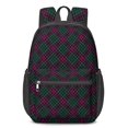 thumbnail image 1 of Green and Pink Checkered Pattern 17" School Backpacks for Teens,Waterproof Oxford Fabric,S-Shape Padded Straps for School,Travel,Hiking,Camping, 1 of 6
