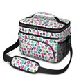 thumbnail image 1 of Green and Pink Leopard Print Insulated Lunch Box for Women Men, Medium Leakproof Cooler Bag with Adjustable Strap, 10"x6.7"x8", 1 of 6