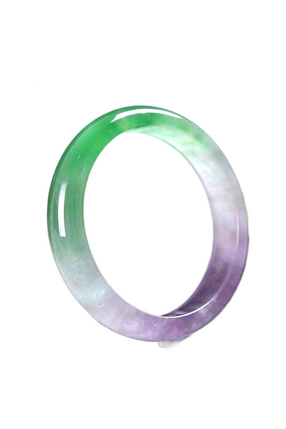 Green and Purple Jade Bangle Bracelet for Women,Gift for Mom and Colleagues