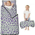 thumbnail image 1 of Green and Purple Of Leopard Print Toddler Nap Mats for Kids Preschool,Sleeping Mat Bag or Kids,Toddler Sleeping Bag,Toddler Nap Mat or Daycare, 1 of 6