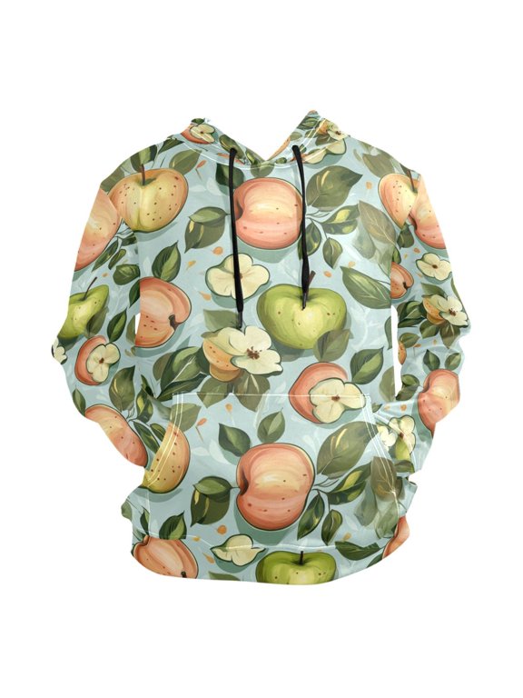 Green and Red Apple Men’s Hoodies Sweatshirt Fleece Jackets Long Sleeve Sweatshirts