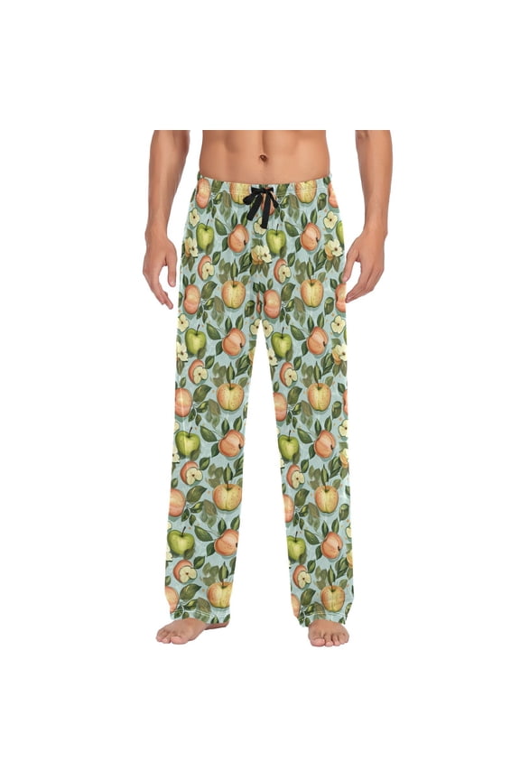 Green and Red Apple Mens Pajama Pant Sleep and Lounge Bottons with Pockets