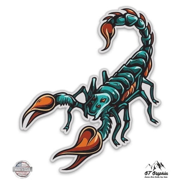 Green and Red Scorpion - 12" Vinyl Sticker Waterproof Decal