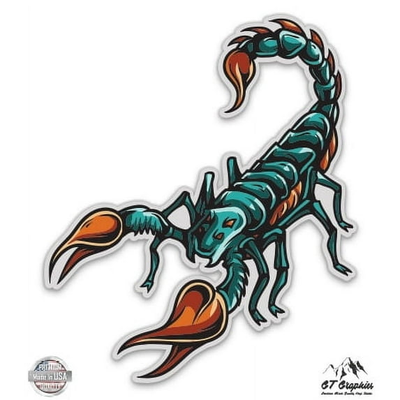 Green and Red Scorpion - 3" Vinyl Sticker - For Car Laptop I-Pad Phone Helmet Hard Hat - Waterproof Decal