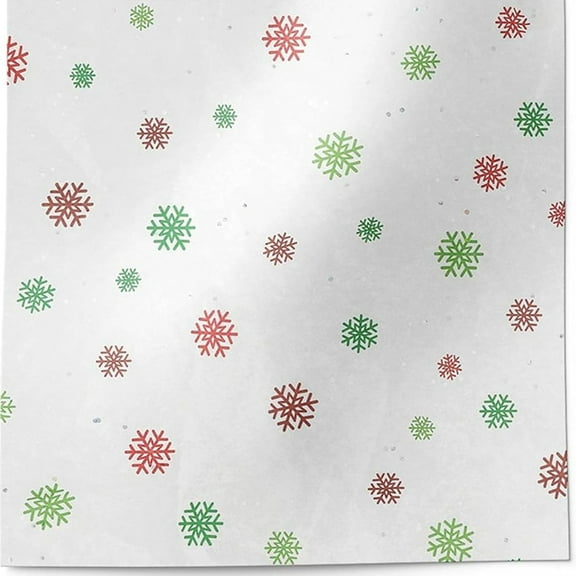 Green and Red Snowflakes Tissue Paper With Silver Glitter Accents - 20in. x 30in. Sheets - 40 Sheets (43B2005)