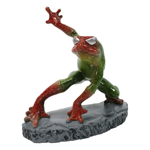 Green and Red Superhero Frog Spider Man in 3 Point Hero Pose Decor Figurine