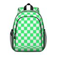 thumbnail image 1 of Green and White Checkered Pattern Backpack for School, Cute School Bag with Adjustable Shoulder Straps and Padded Back, 15"x11.42"x5.5", 1 of 5