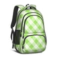 thumbnail image 1 of Green and White Checkered Pattern Backpack for School, Cute School Bag with Adjustable Shoulder Straps and Padded Back, 16.9"x12.6"x5.9", 1 of 4