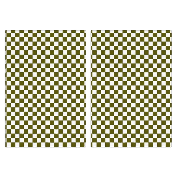 Green and White Checkered Pattern Kitchen Towels Set Of 2, Microfiber ...
