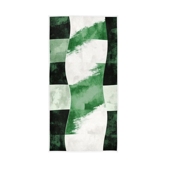 Green and White Geometric Abstract Face Towel Absorbent Hand Towels Bath Sport Gym