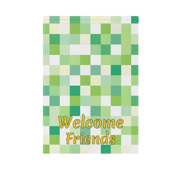 Green and White Geometric Lattice Garden Flag House Banner 12" x 18" Double Sided Outdoor Yard Decoration