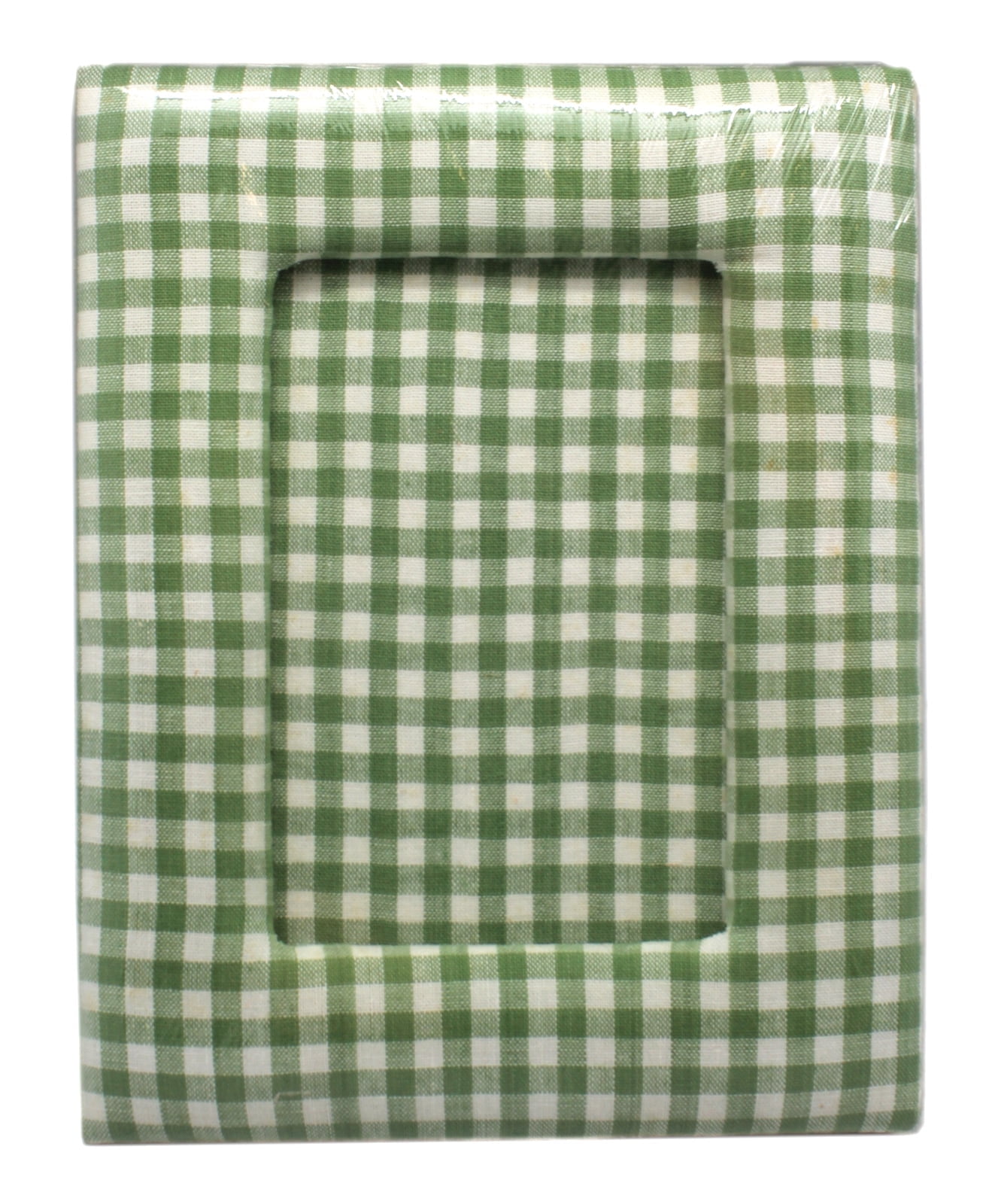 Green and White Gingham Style Padded Picture Frame 7.5in x 5.75in ( Fits 3x5in Photo )