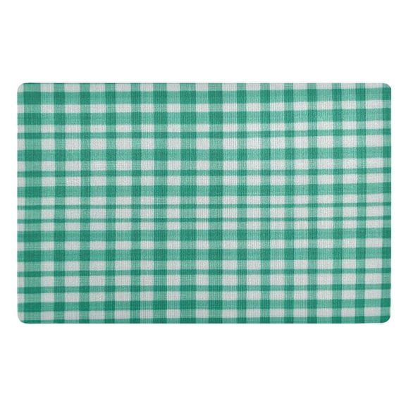 Green and White Squares Floor Door Mat Outdoor Indoor for Home Entrance Welcome Mats 32"x20"