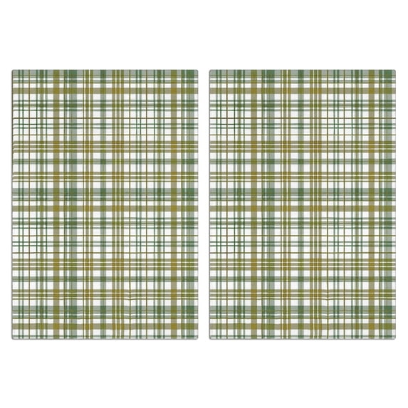 Green and Yellow Checkered Pattern Kitchen Towels Set Of 2, Microfiber ...