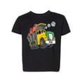 thumbnail image 1 of Green and Yellow Construction Truck Graphic Cars and Trucks Toddler Crew Graphic T-Shirt, Black, 3T, 1 of 3