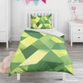 thumbnail image 1 of Green and Yellow Modern Art Geometric Duvet Cover and Pillowcase Set for Single Bedding, Bedroom Accessories for Kids Teens, 1 of 5