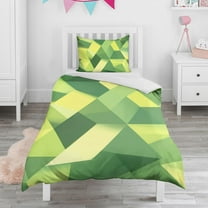 Green and Yellow Modern Art Geometric Duvet Cover and Pillowcase Set for Single Bedding, Bedroom Accessories for Kids Teens