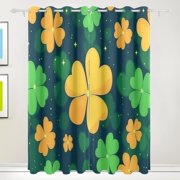 Green and Yellow Shamrock Blackout Curtains for Living Room Bedroom 55W x 72/84L Insulated Window Drapes 2 Panels