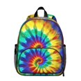 thumbnail image 1 of Green and Yellow Tie Dye Pattern Backpack for School, Cute School Bag with Adjustable Shoulder Straps and Padded Back, 13.8"x11.4"x6", 1 of 4