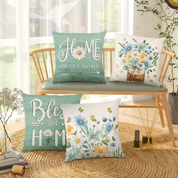 Green background color, monogrammed pillow cover