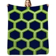 thumbnail image 1 of Green blue honeycomb pattern design Soft Warm Blanket Throw Blanket Flannel Bedspread Couch Chair Cute Sofa Bed Cover, 1 of 6