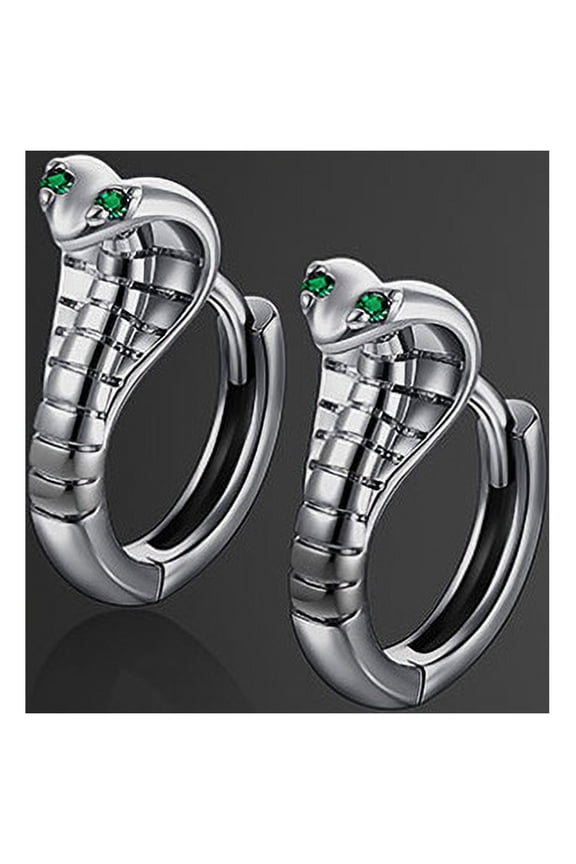 Green eyes Snake ear buckle punk hip Hop black diamond cobra ear loop Plankton handsome personality hipster small snake earrings