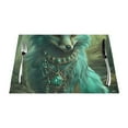 Green fox animal closeup Table mat can be wiped, dinner mat set, felt
