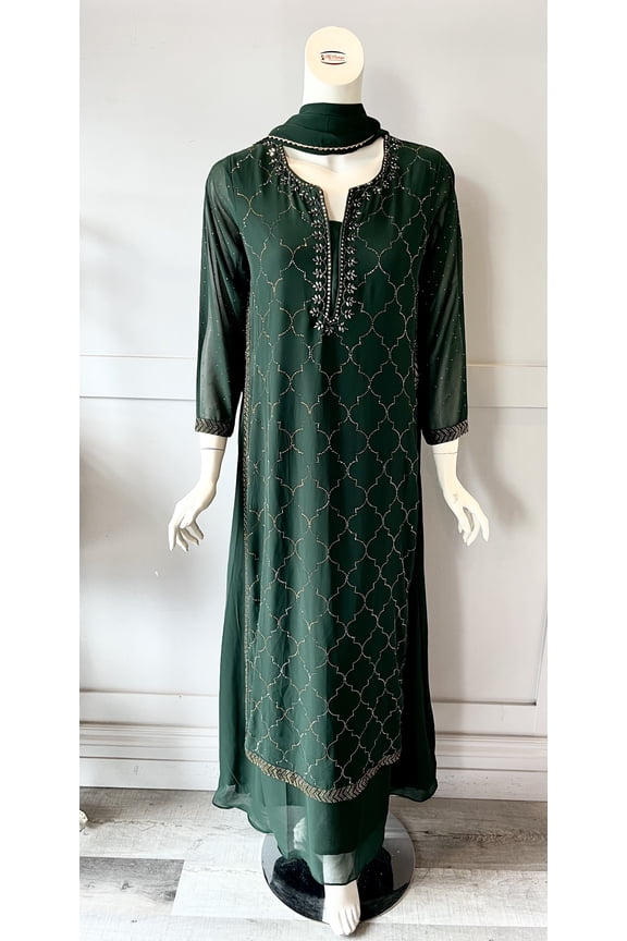 Green georgette gown