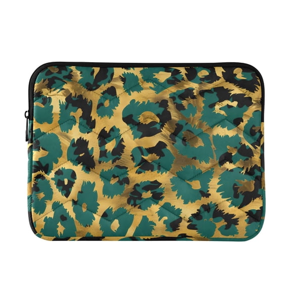 Green-gold Leopard Skin Quilted Laptop Protective Cases Computer Sleeves Tablet Bags Briefcases M