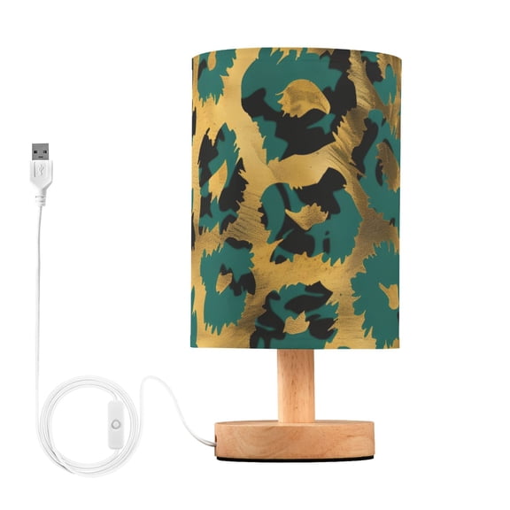 Green-gold Leopard Skin Table Lamp with USB Port LED Warm Light Lamp Night Light Home Decor
