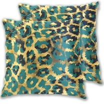 Green-gold Leopard Skin Throw Pillow Covers Pillowcases 16 x 16 Inch Home Decor 2 Packs for Bedroom Sofa