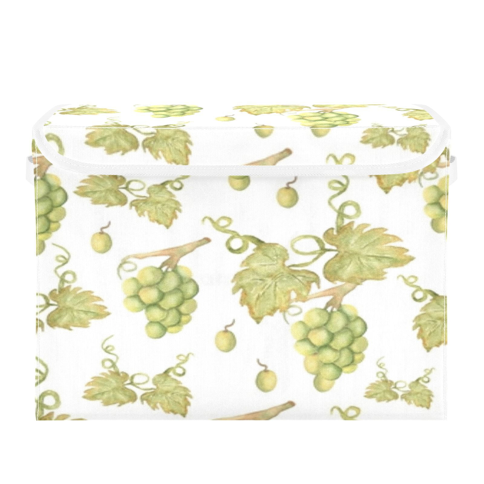 Green grapes leaf pattern background Large Toy Box Chest Storage with Flip-Top Lid, Collapsible Storage Boxes Container Bins for Toys, Playroom Organizers