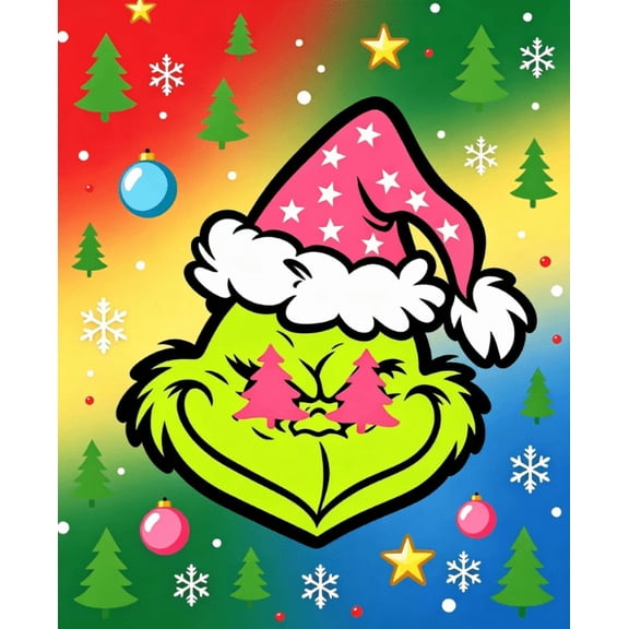 Green-haired elf 5D Diamond Art Kits for Adults, Christmas Diamond Painting Kits Full Drill Round Paint by Diamonds Dot Gem Art for Home Wall Decor 12x16inch