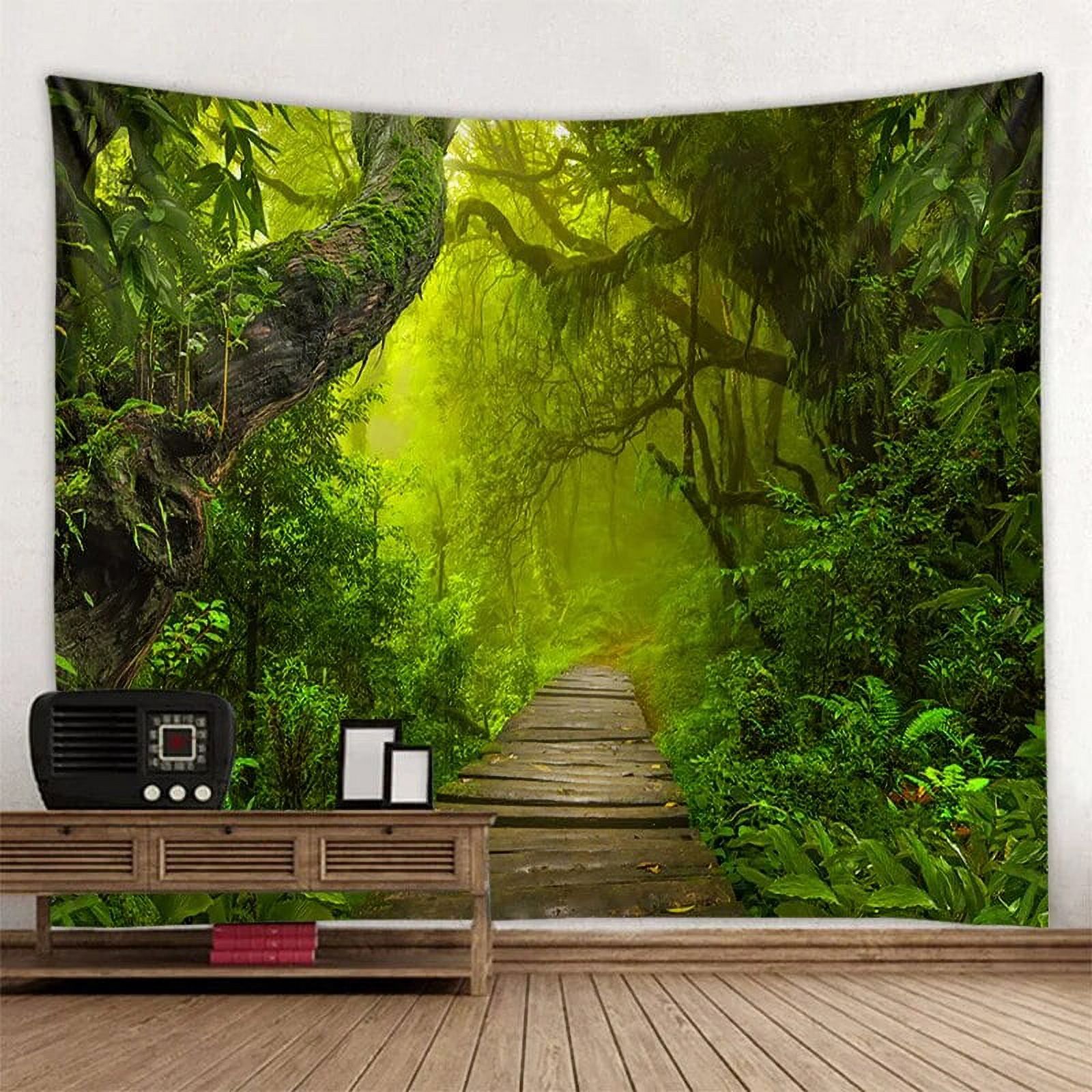 Green jungle tapestry beautiful natural forest large wall hanging