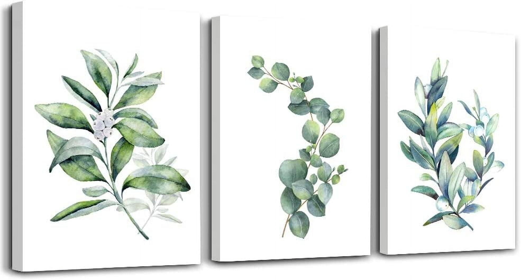 Green leaves Plants Canvas Wall Art for Living Room modern Bathroom ...