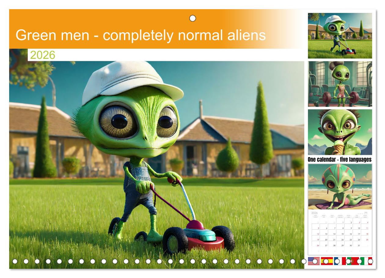 Green men - completely normal aliens (Monthly Wall Calendar 2026 16.5 x ...