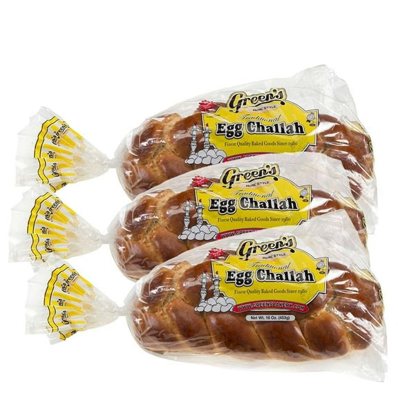 Green's Bakery Braided Egg Challah Bread, 3 Pack 16 oz.