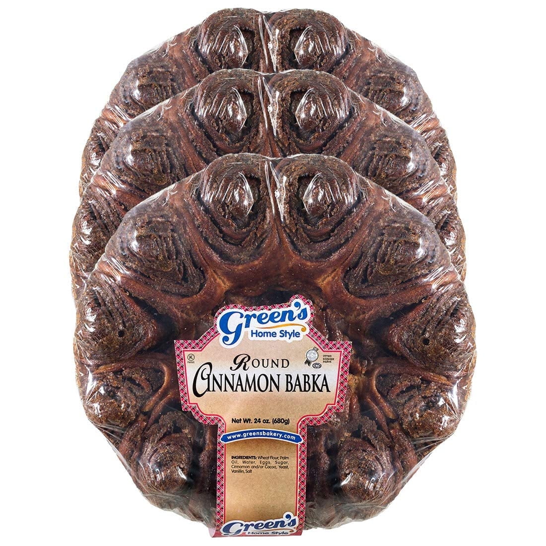 Green's Bakery Round Cinnamon Babka Cake, 3 Pack 24 oz.