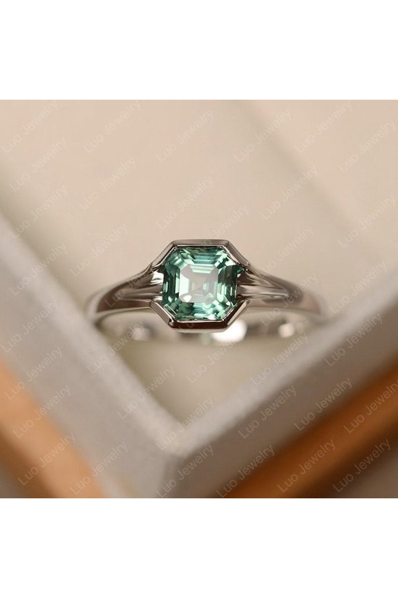 Green sapphire ring, round cut engagement ring,branch leaf ring,sterling silver,anniversary gifts