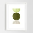 thumbnail image 1 of Green tone balancing shapes - Mixed Media Minimalist Abstract Geometric Watercolor Modern Art Pastel Calm White Framed Wall Art Print 12 x 18 inches, 1 of 1