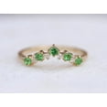 thumbnail image 1 of Green tourmaline cluster ring, Curved wedding band, Tourmaline band, cluster wedding band, Tourmaline stacking, Green tourmaline ring, 1 of 8