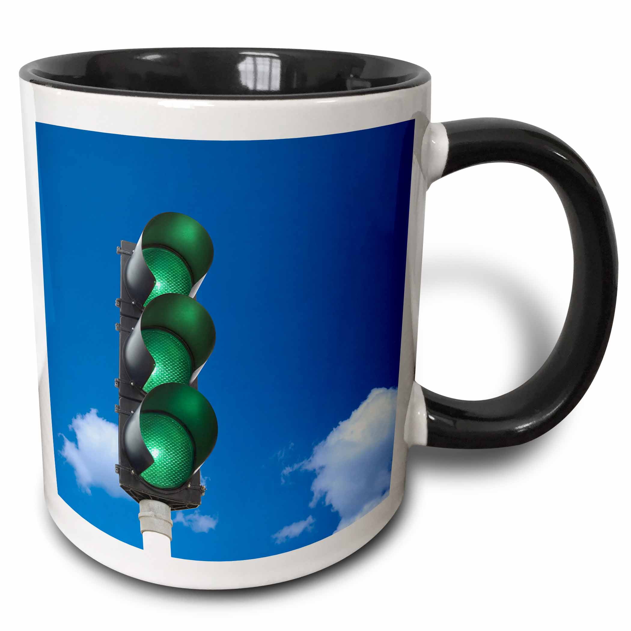 Green traffic light lights three concept sky blue 15oz TwoTone Black