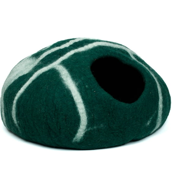 Green w/ Stripes Felt Cat Cave