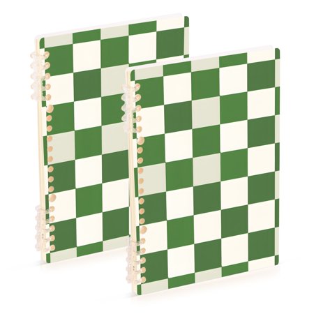 Green-white Plaid Notebook Detachable Coil Notebook Diary for Office School Travel Logs A5 Size 60 Pages 1 Pack